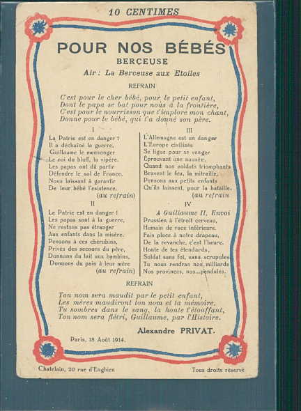 pour nos bebes, berceuse, paris 1914