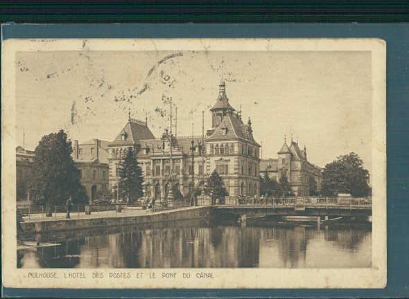 mulhouse, hotel du poste et le pont du canal, 1926