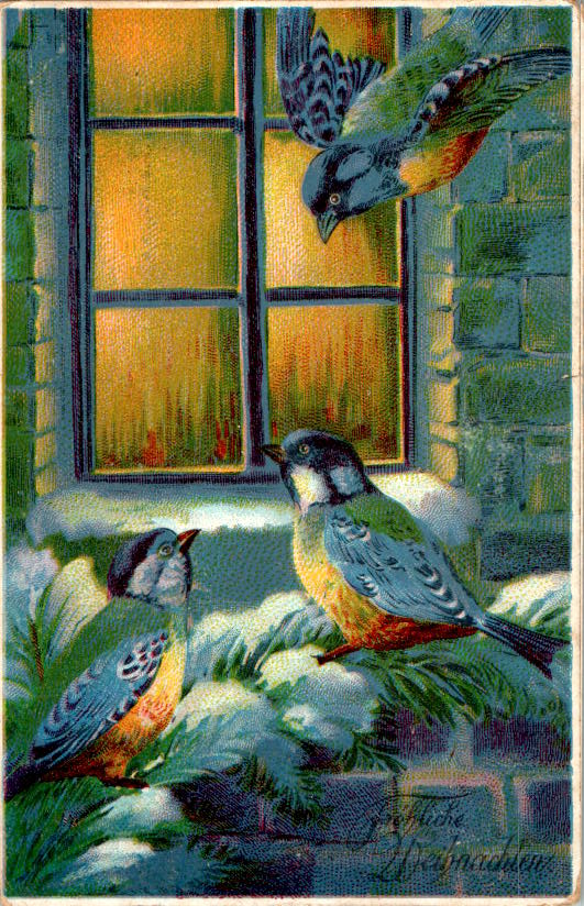 vögel im winter am fenster, 1912