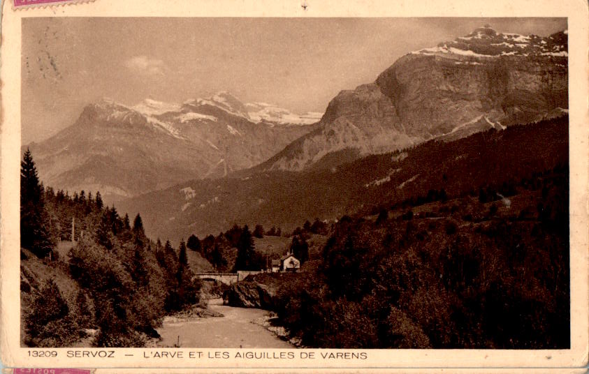 cpa servoz, l'arve et les aiguilles de varens, 1934