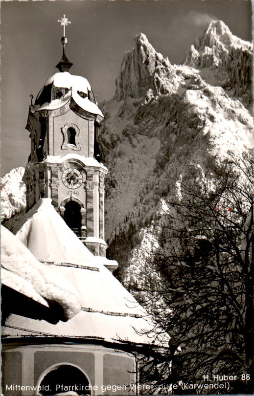 mittenwald, pfarrkirche g. viererspitze, karwendel