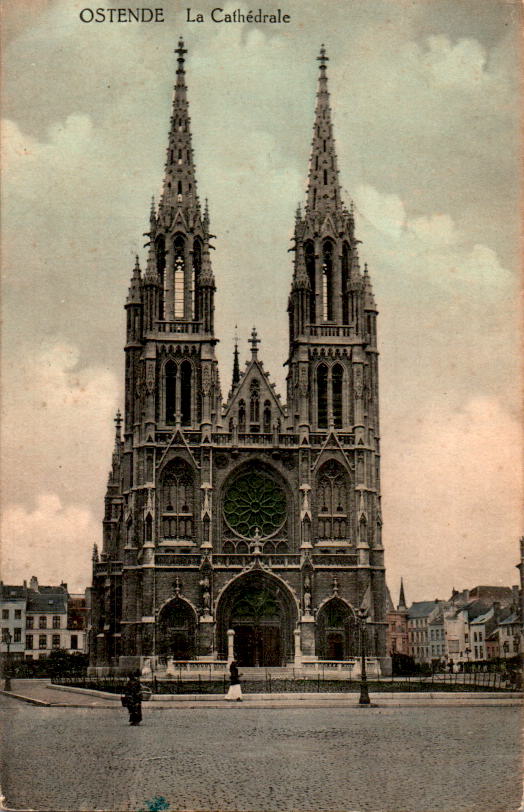 ostende, la cathedrale, 1915, bahnhofskommandatur