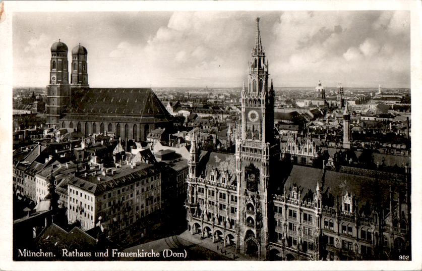 münchen, rathaus und frauenkirche