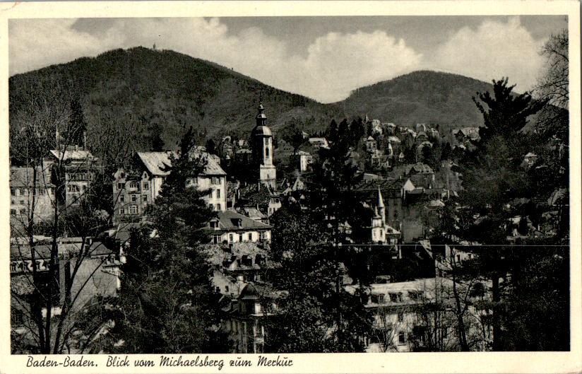 baden-baden/schwarzwald, blick vom michaelsberg zum merkur