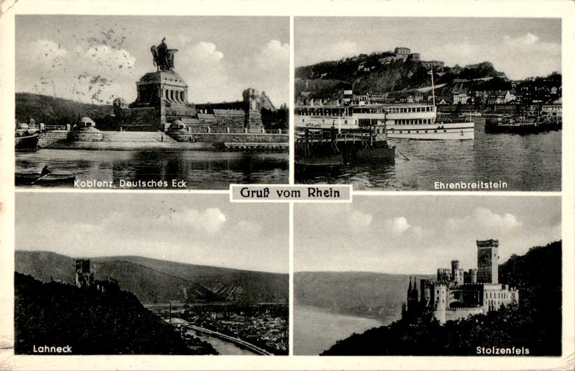 gruß vom rhein, deutsches eck, lahneck, stolzenfels