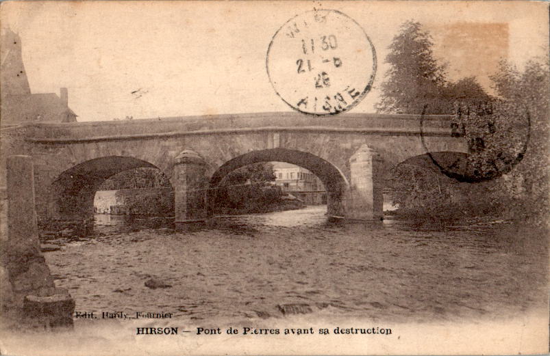 hirson, pont des pierres avant sa destruction