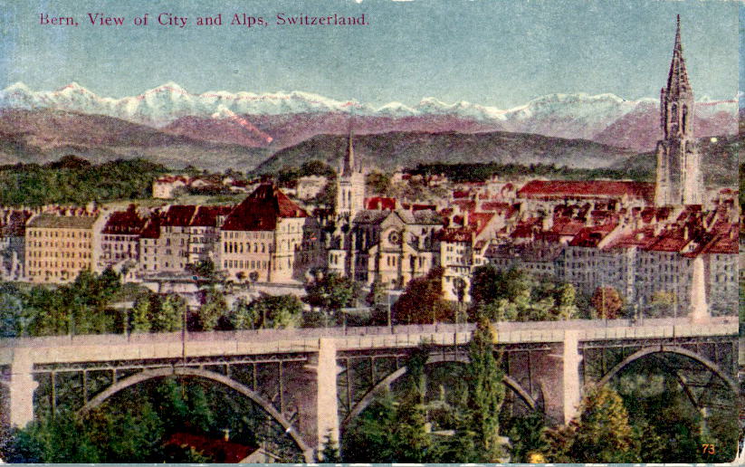 bern, view of city and alps, switzerland