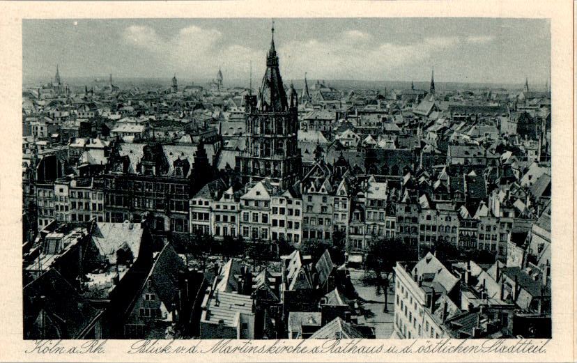 köln, blick von der martinskirche auf rathaus und östlichen stadtteil