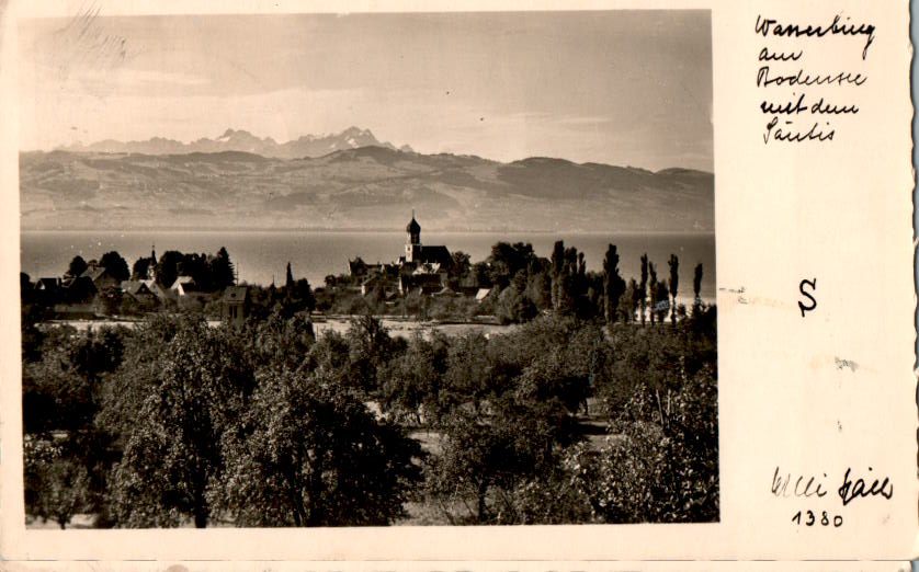 wasserburg am bodensee mit dem säntis